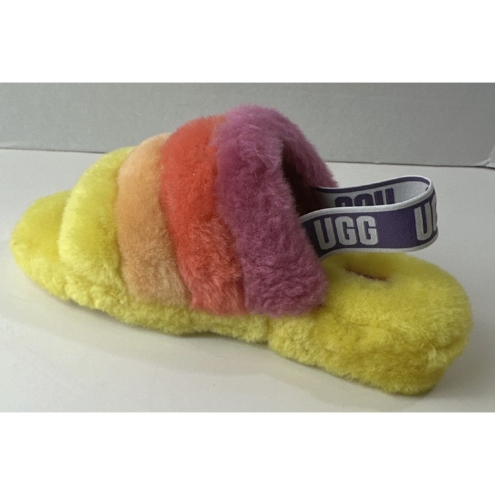 UGG Rainbow Fluff Yeah Slide Sandals Women's Size 8 Slippers New Without Tags - Picture 3 of 13